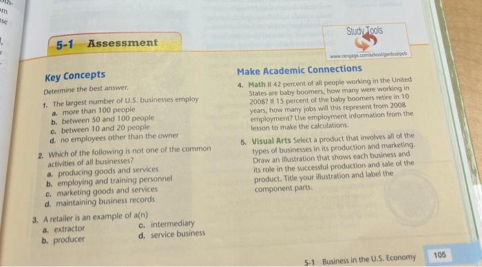  Key Concepts Determine the best answer. 1. The largest number of