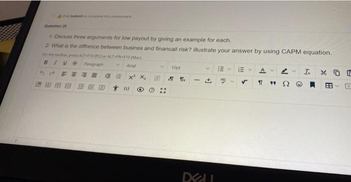  Che Submit 1-Discuss three arguments for low payout by giving an