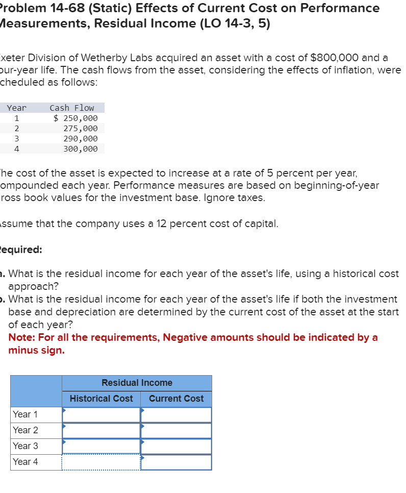  Problem 14-68 (Static) Effects of Current Cost on Performance Neasurements, Residual