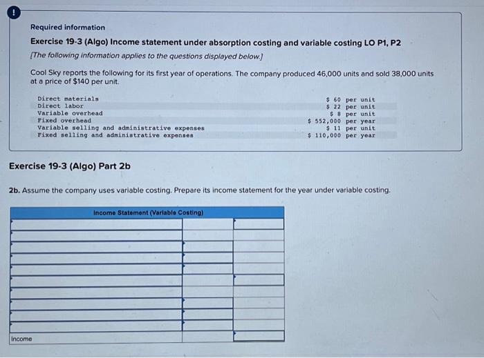 variable costing LO P1, P2 [The following information applies to the questions