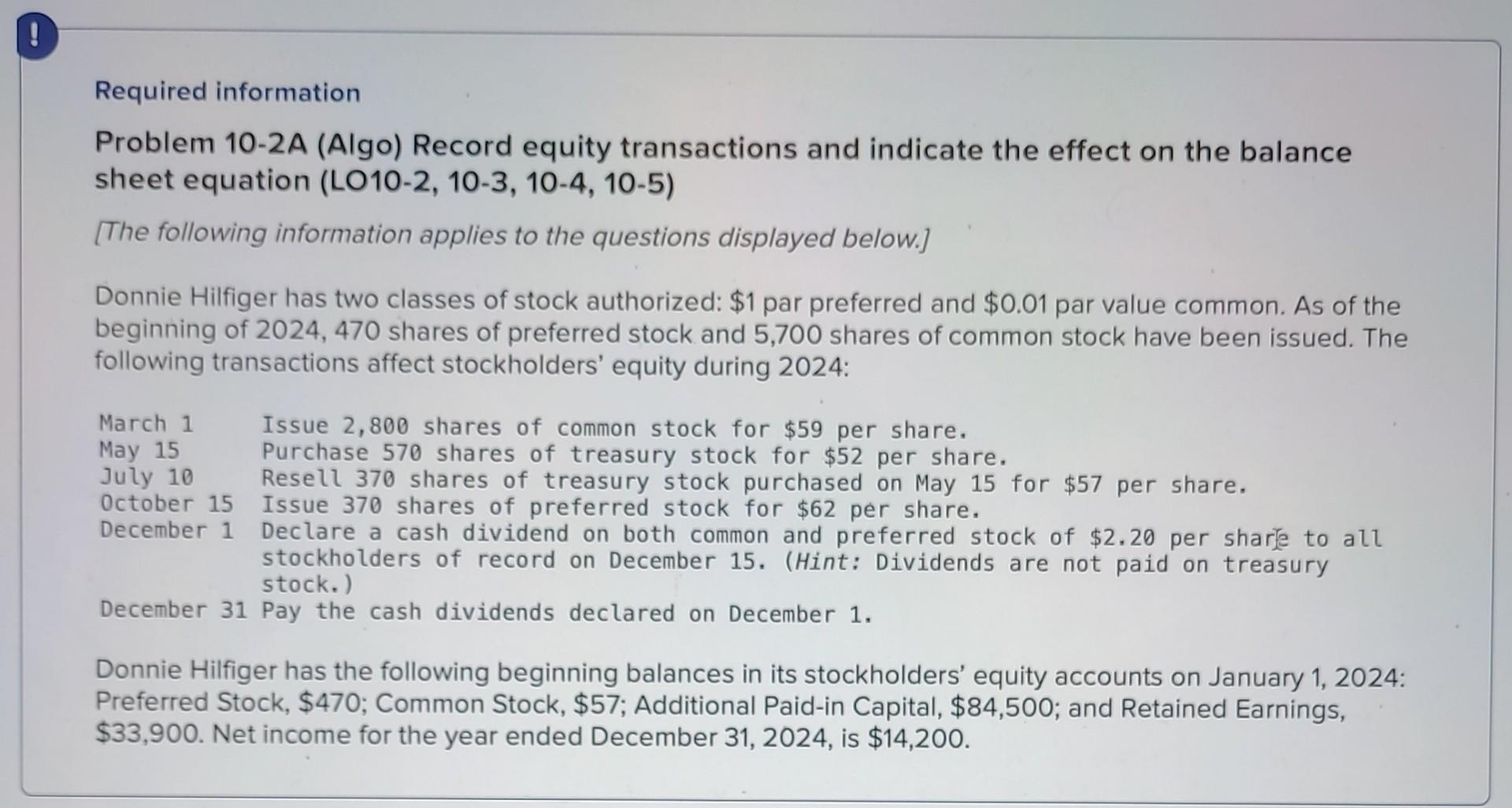  help please! I need part 1 and 2 Required information Problem