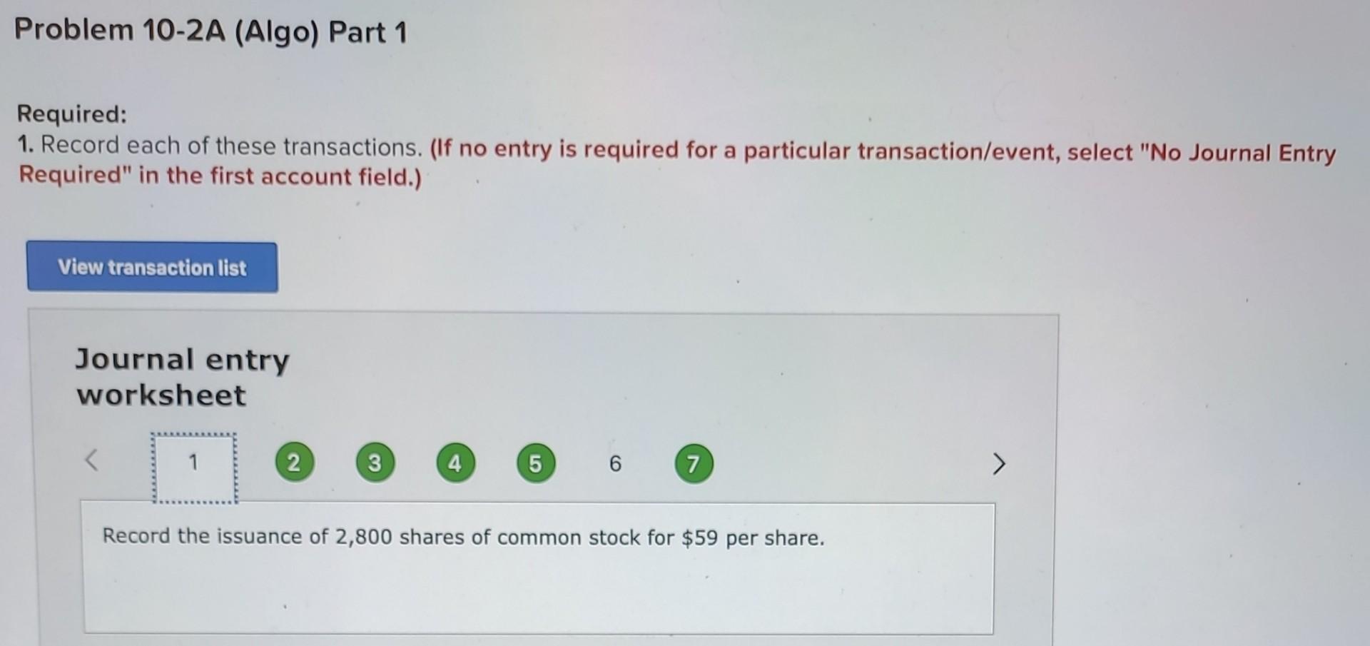 10-2A (Algo) Record equity transactions and indicate the effect on the balance