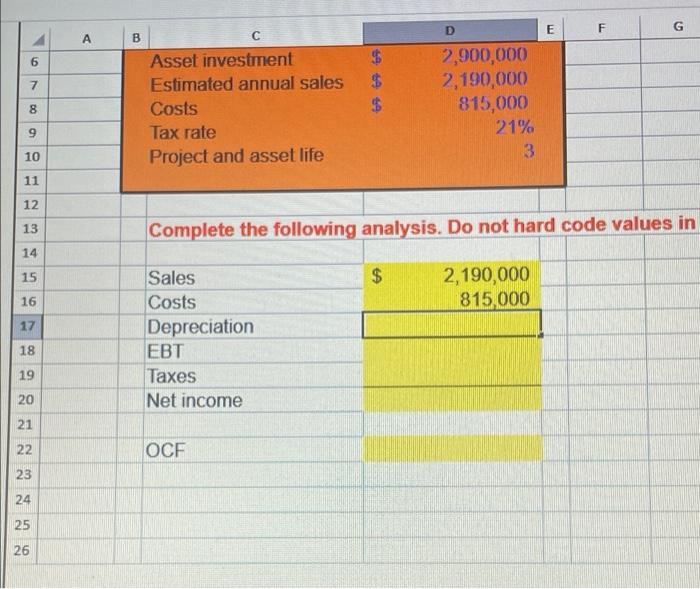new three-year expansion project that requires an initial fixed asset investment of