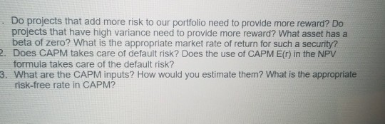 Do projects that add more risk to our portfolio need to