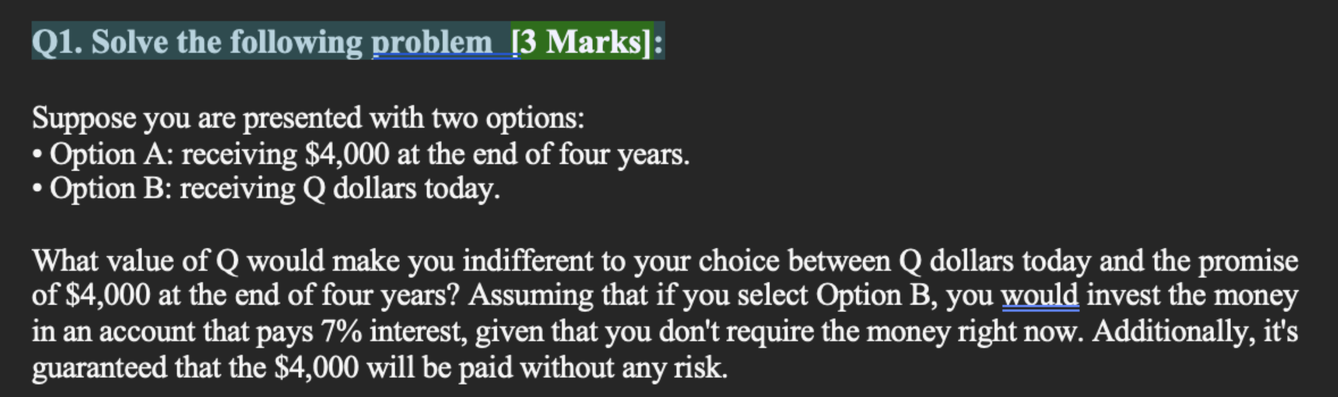 hello can you please solve this question for me Q1. Solve the