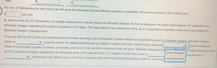 orders, and the non-JIT distributor tends to place larger, less frequent orders.