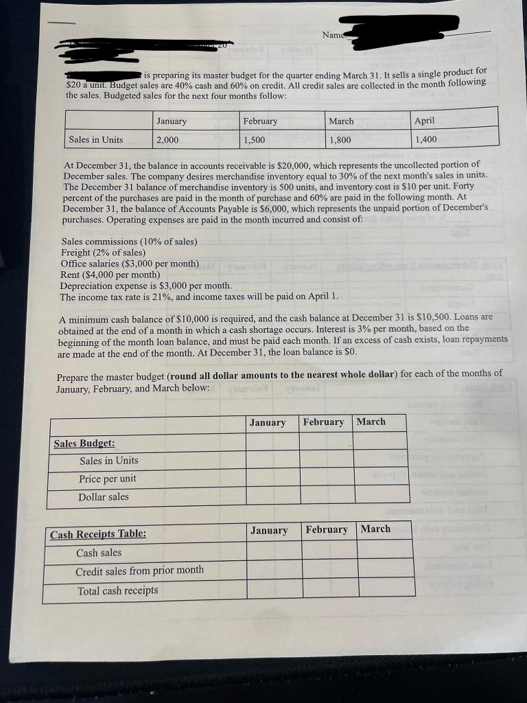 pictures uploaded in the opposite order.) January February March Loan Balance: Beginning