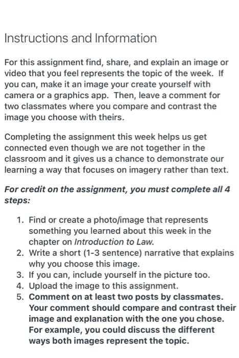  Help please thank you (: Instructions and Information For this assignment