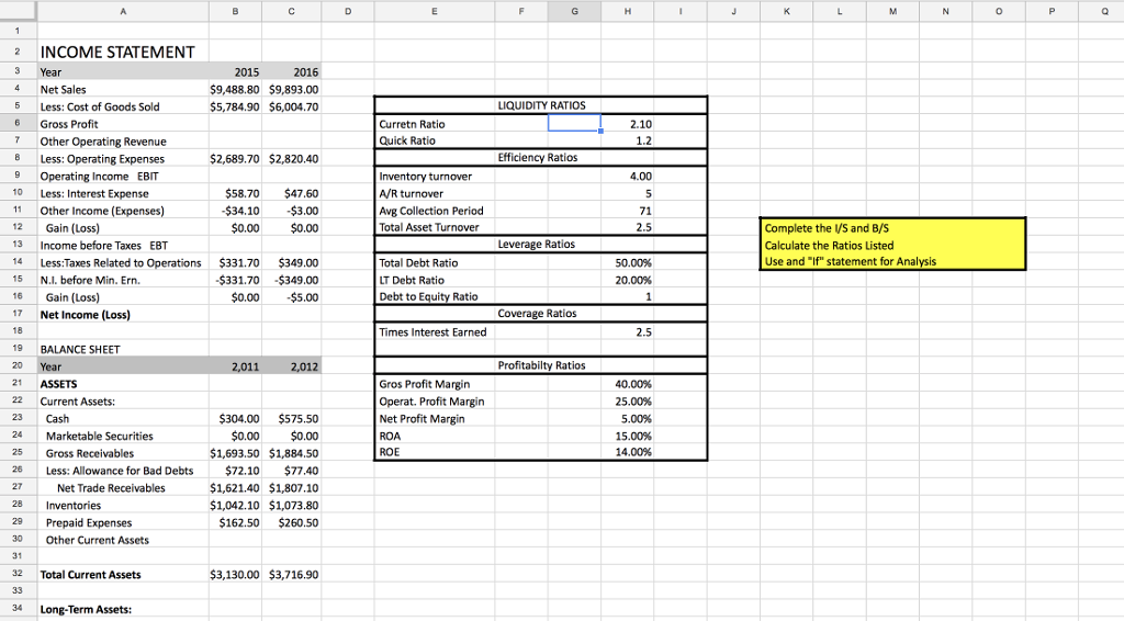  2 INCOME STATEMENT 3 Year 4 Net Sales 5 Less: Cost