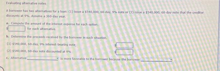  A borrower has two alternatives for a loan: (1) issue a