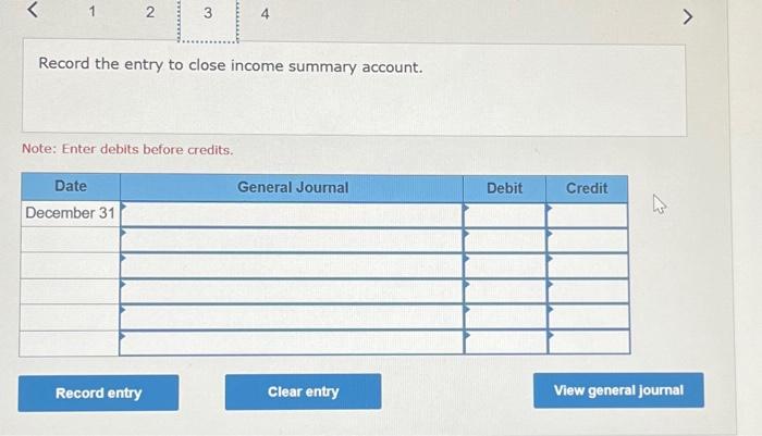 income summary account. Note: Enter debits before credits. Exercise 3-20 (Algo) Preparing