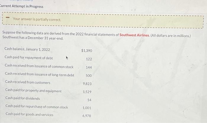  Current Attempt in Progress Your answer is partially correct. Suppose the