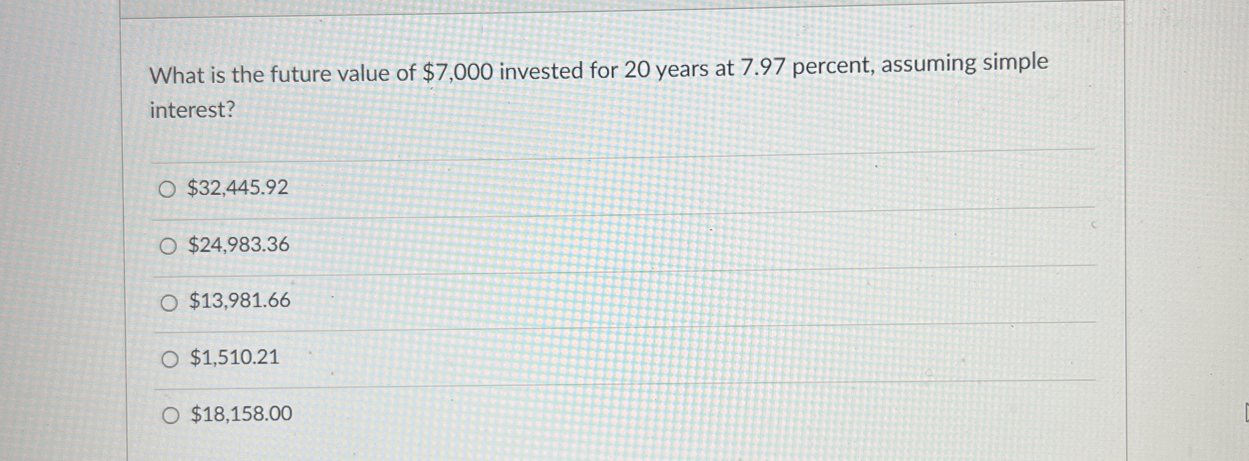  What is the future value of $7,000 invested for 20 years