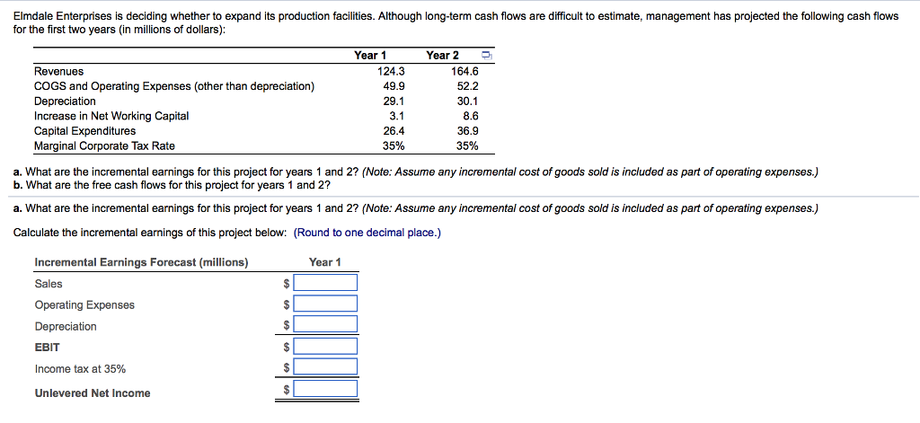 Please answer both parts A & B!!! Elmdale Enterprises is deciding whether