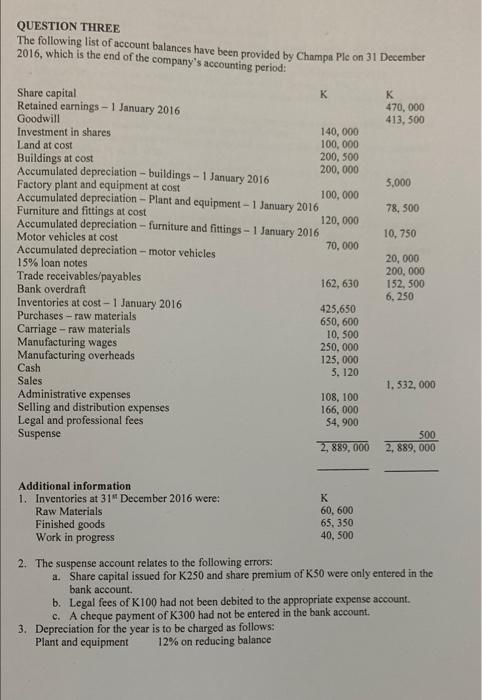 help me solve this question please QUESTION THREE The following list of