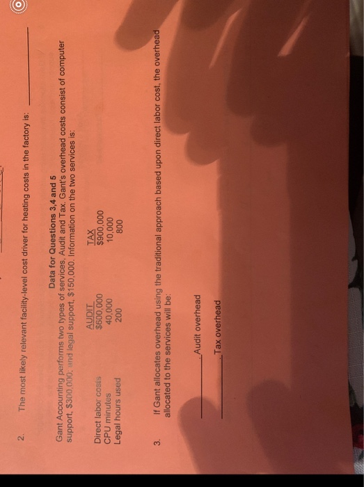  2. The most likely relevant facility-level cost driver for heating costs
