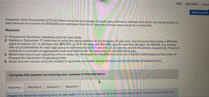  Sed Help Save & Exit Subm Check my work Innovative Tech