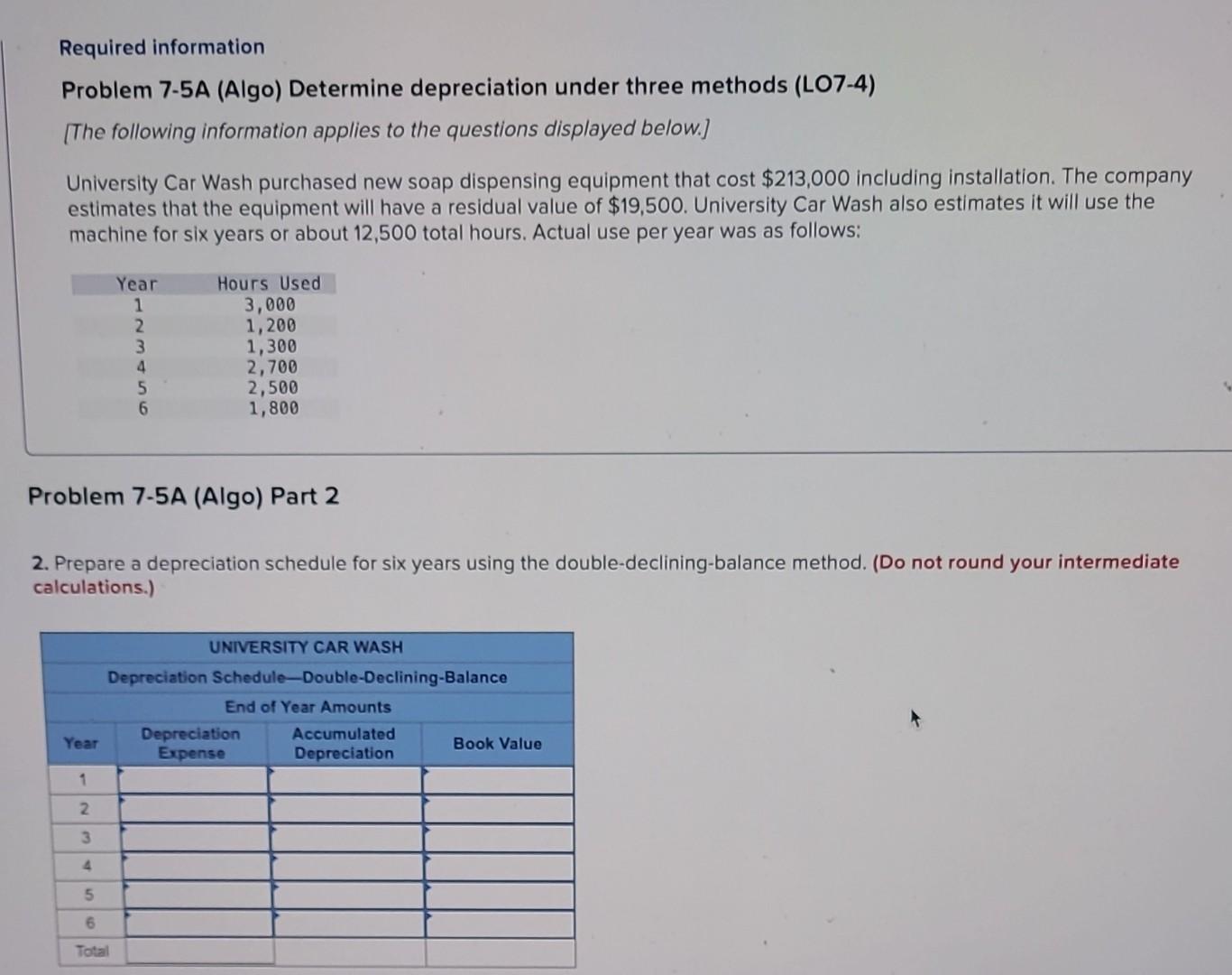 information applies to the questions displayed below.] University Car Wash purchased new