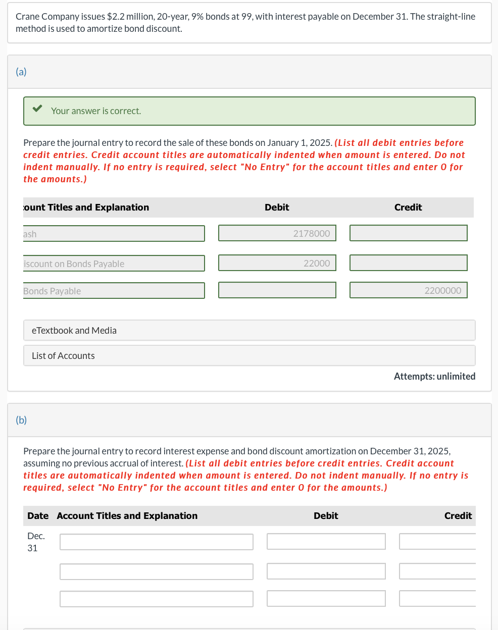  Crane Company issues $2.2 million, 20-year, 9% bonds at 99, with