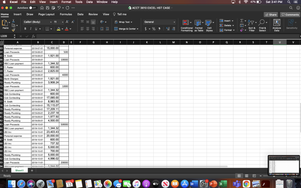 use excel to manipulate the data provided in order to complete the