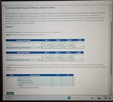  Recording Multiple Temporary Oifferences. Multiple Tax Rates rest year, and sim