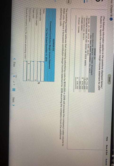  ms - Chapter 18 Help Save & Exit Submit The following