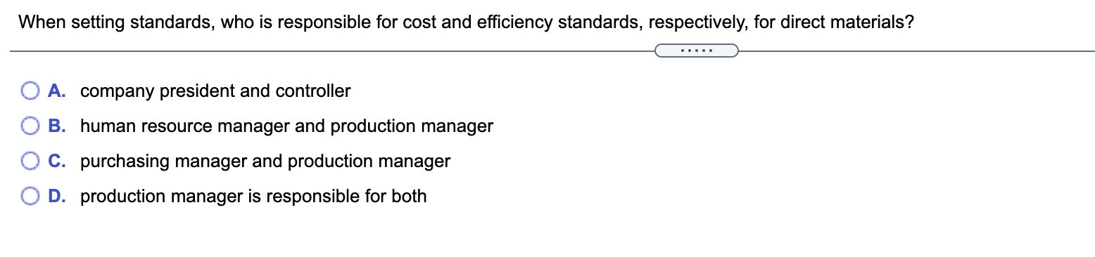  When setting standards, who is responsible for cost and efficiency standards,