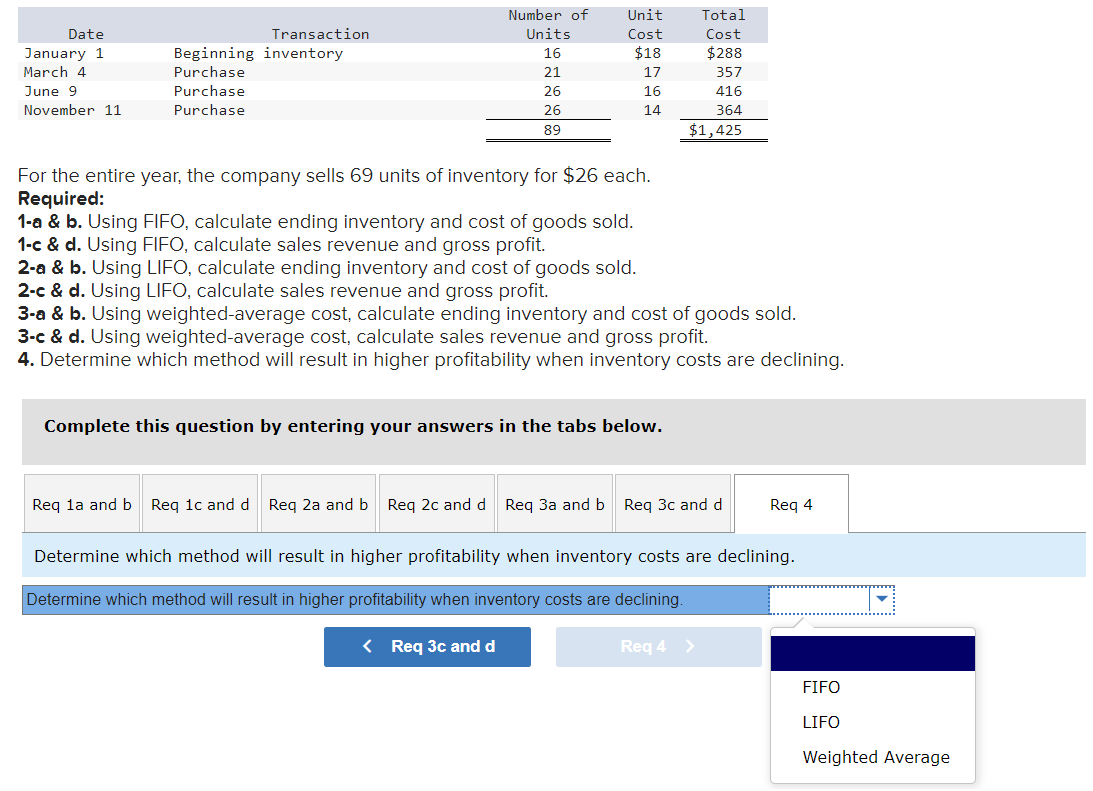 and gross profit. 2-a \& b. Using LIFO, calculate ending inventory and