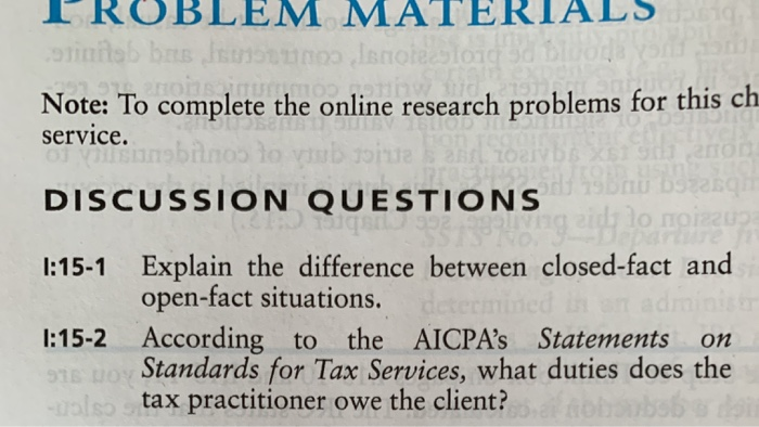  TROBLEM MATERIALS Note: To complete the online research problems for this