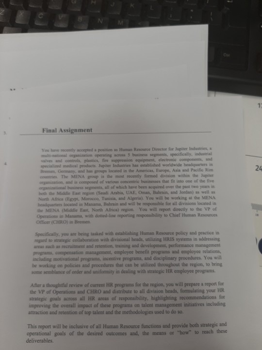  1 Final Assignment 24 You have recently accepted a position as