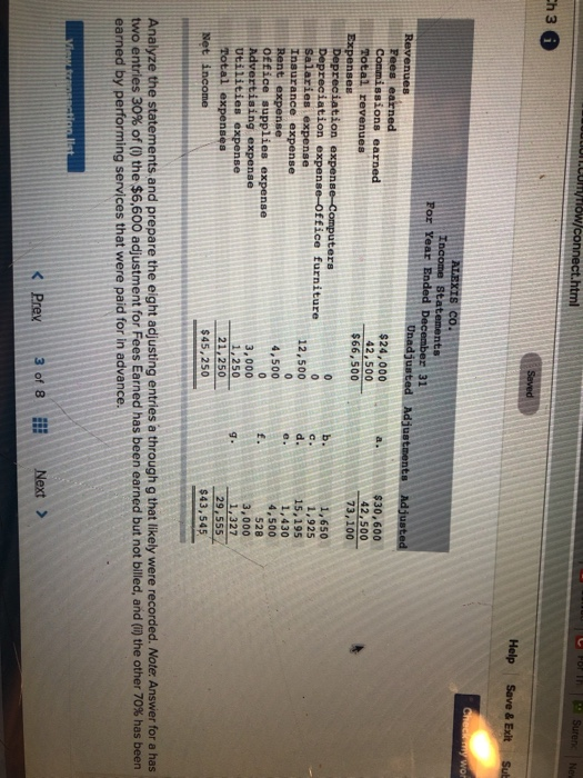 entries LO P1, P3 ng are two income statements for Alexis Co.