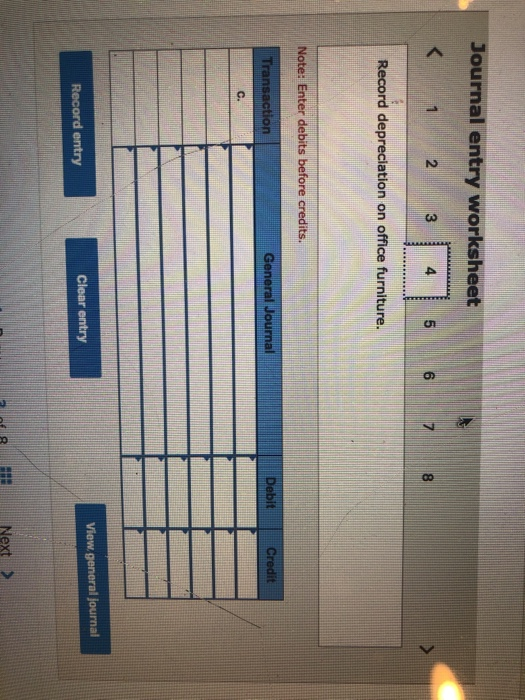 column blank space for each income statement effect of the eight adjusting