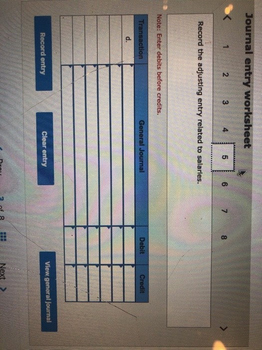 entries a through g the balance sheet part of the entries is