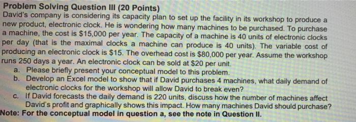 please help me build conceptual model for question 3 Problem Solving Question