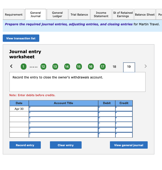 Travel. The following transactions occurred during the companys first month. April 2