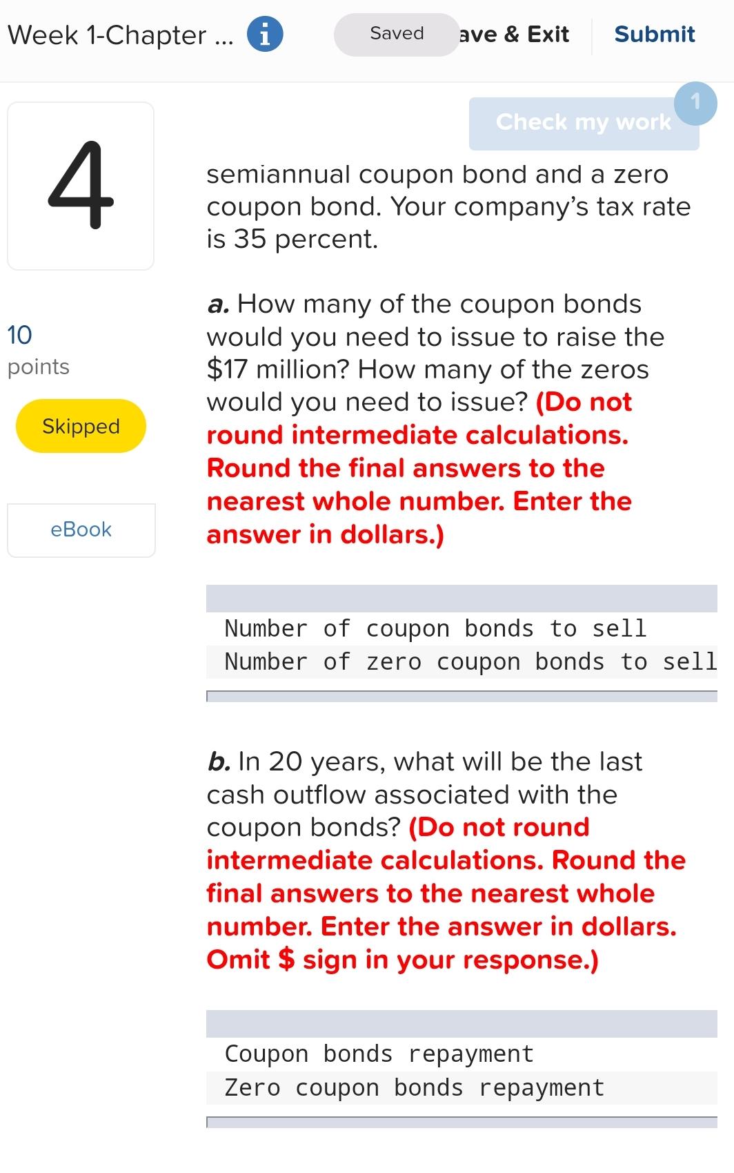  Week 1-Chapter . i ave & Exit Submit 4 10 points