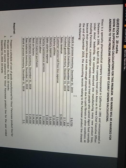  LLUN 2P23 Boruto: Naruto Ne... QUESTION 2: 20 marks SHOW ALL