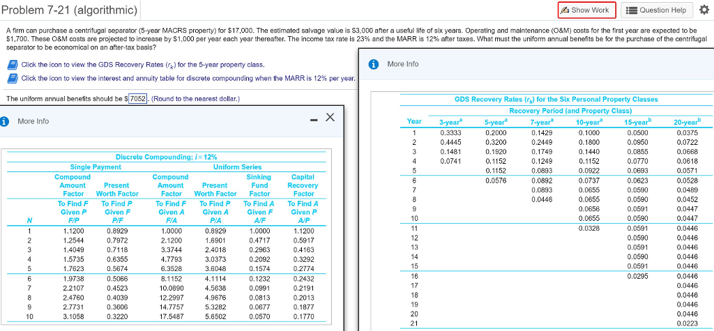  Problem 7-21 (algorithmic) ork Question Help A firm can purchase a