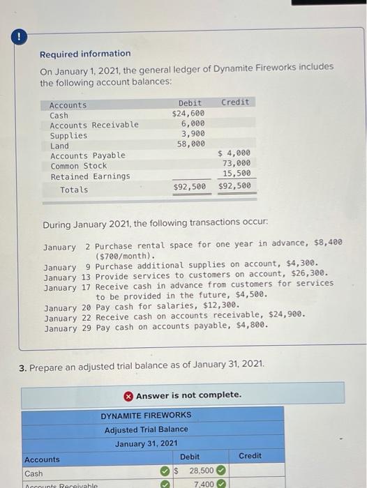 completion. Return to question ! Required information On January 1, 2021, the