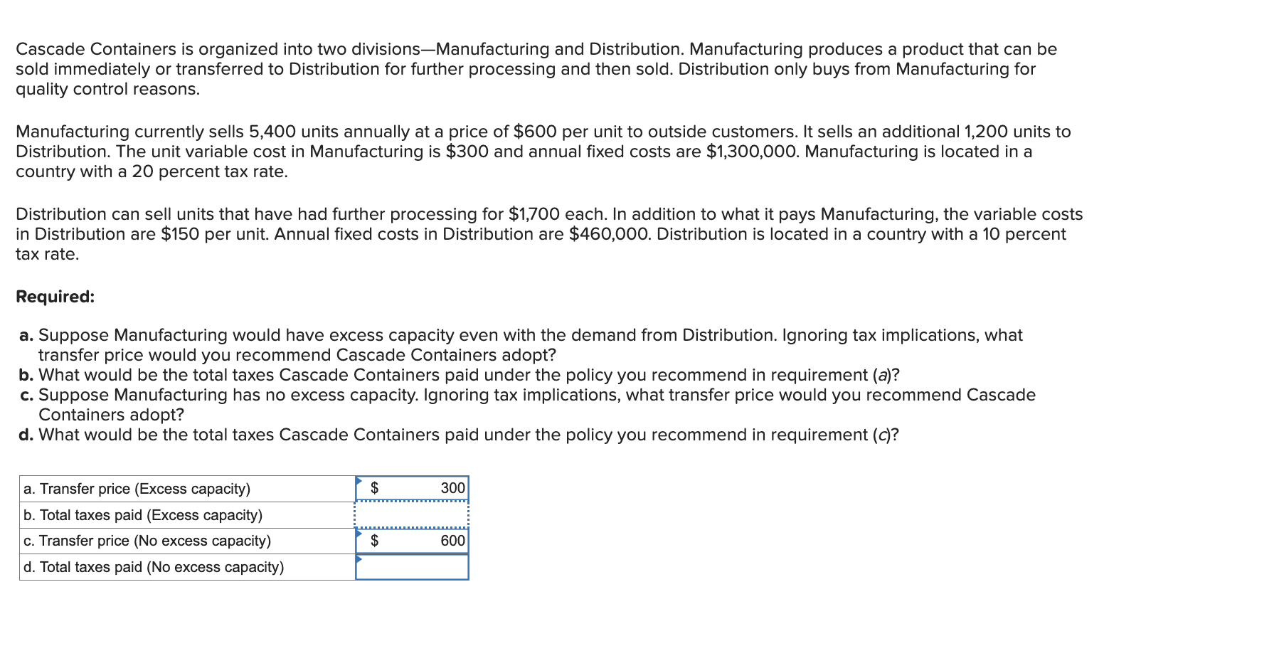  Cascade Containers is organized into two divisions-Manufacturing and Distribution. Manufacturing produces