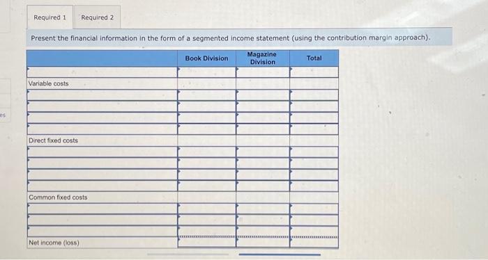 Book Publishing and Magazine Publishing. The Magazine division has been losing money
