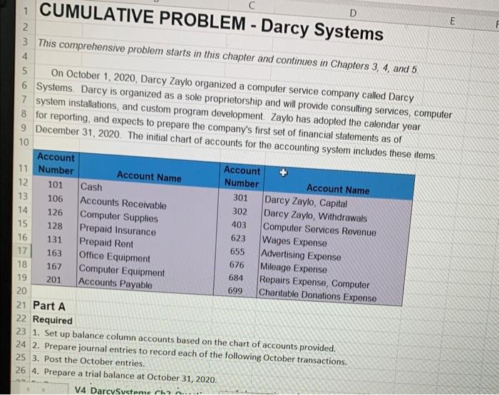  CUMULATIVE PROBLEM - Darcy Systems This comprehensive problem starts in this