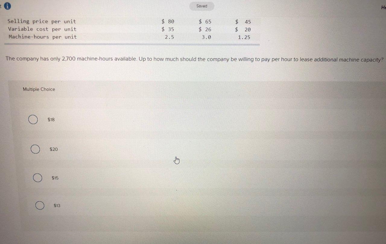 products, C, D, and E: Estimated customer demand in units Selling price