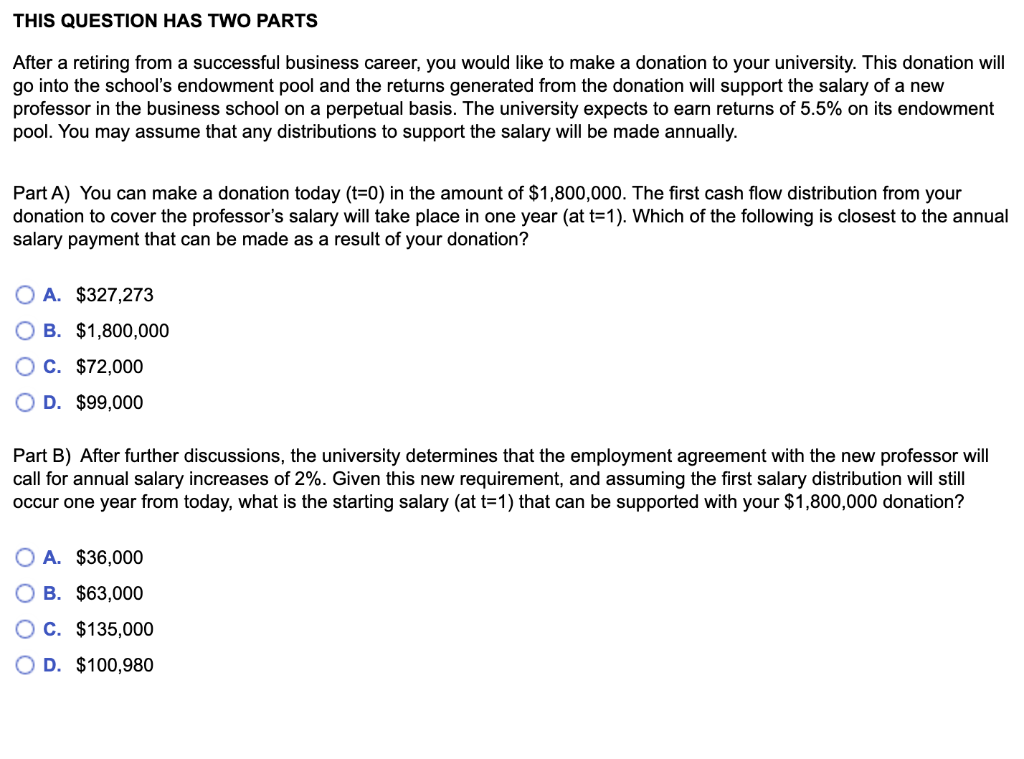  THIS QUESTION HAS TWO PARTS After a retiring from a successful