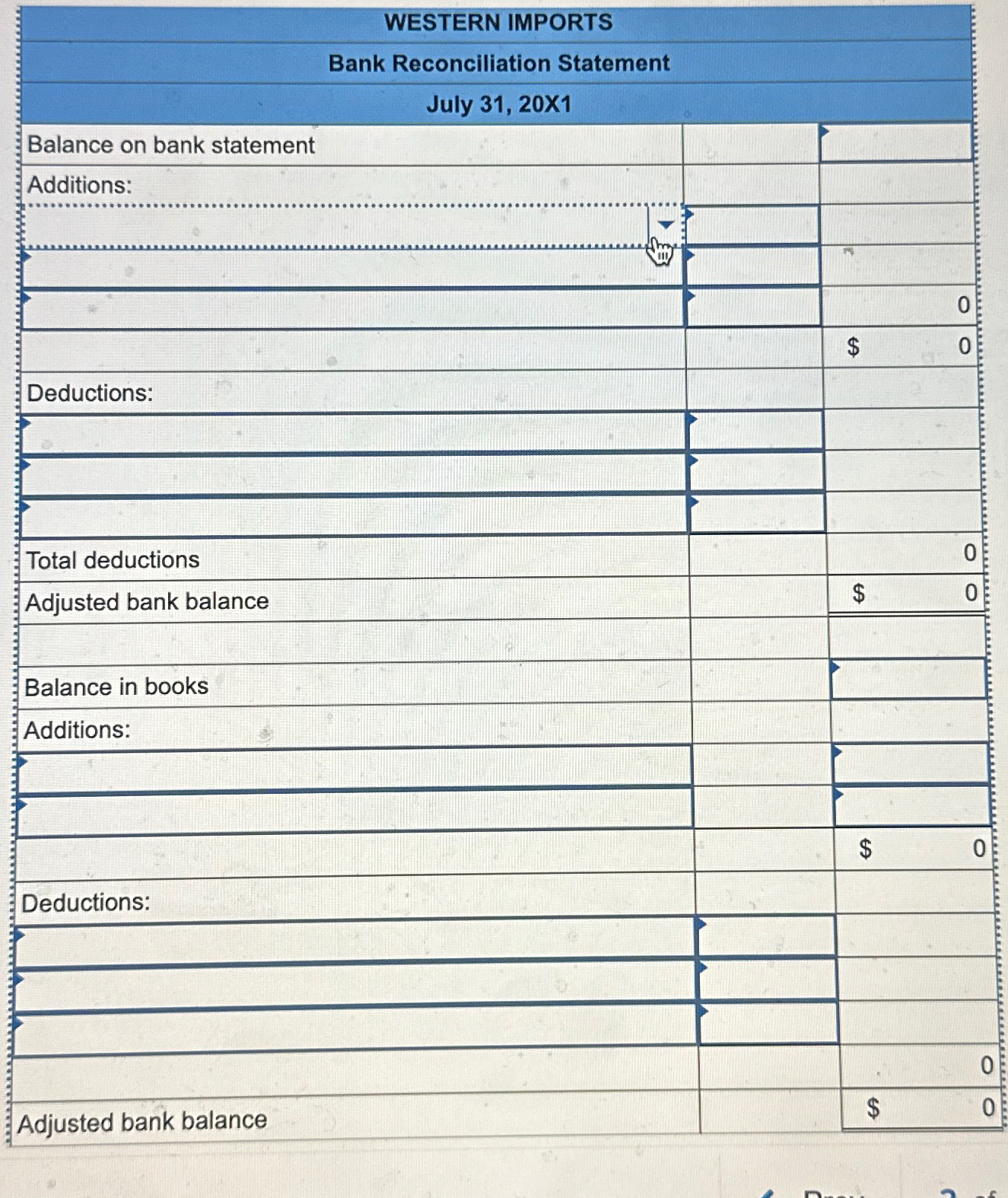  On August 1,20X1, the accountant for Western Imports downloaded the company's