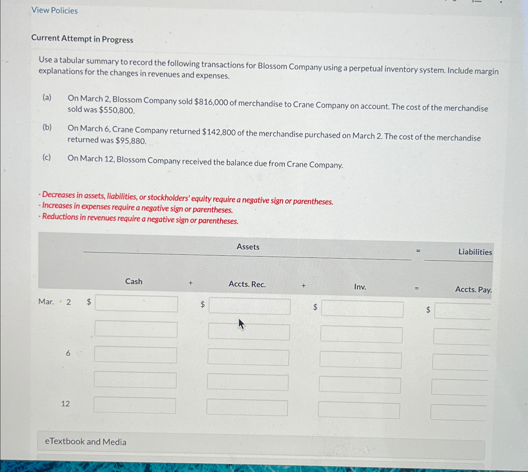  View Policies Current Attempt in Progress Use a tabular summary to