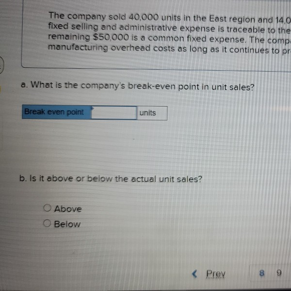 of operations in which it produced 58.000 units and sold 54,000 units.