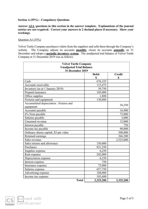  Thank You Section A (55%) - Compulsory Questions Answer ALL questions