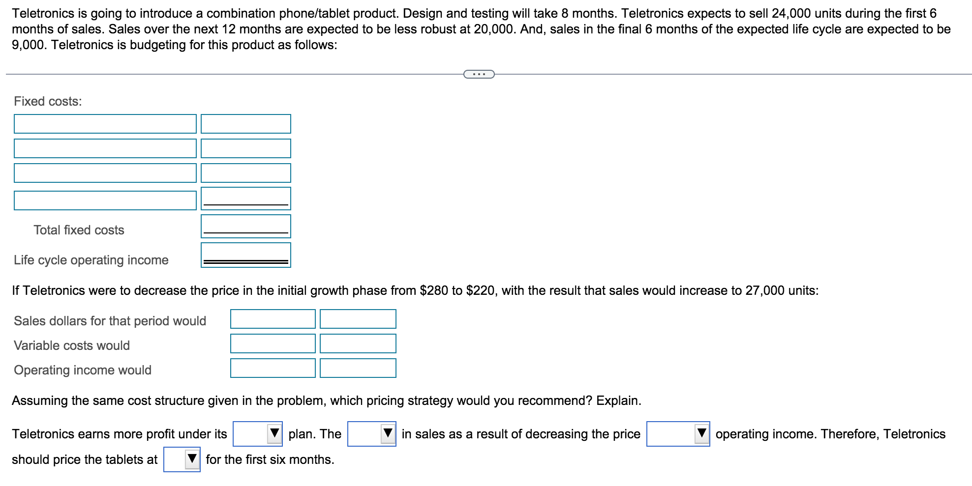 cycle are expected to be 9,000 . Teletronics is budgeting for this