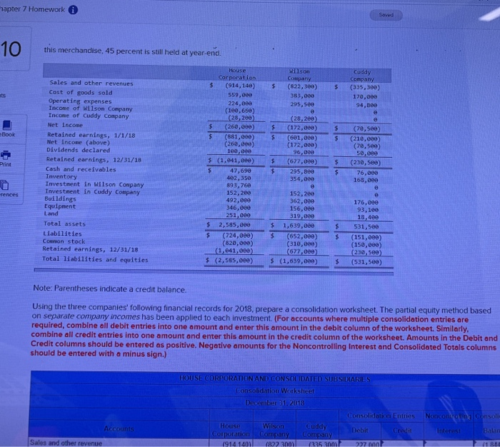 do it myself Chapter 7 Homework Saved 10 Consideration transferred for 70%